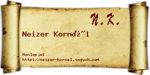 Neizer Kornél névjegykártya